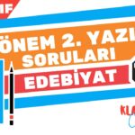 10.Sınıf Edebiyat 1.Dönem 2.Yazılı Soruları PDF I Türk Dili ve Edebiyatı I 2021 - 2022