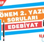 11.Sınıf Edebiyat 1.Dönem 2.Yazılı Soruları PDF I Türk Dili ve Edebiyatı I 2021 - 2022