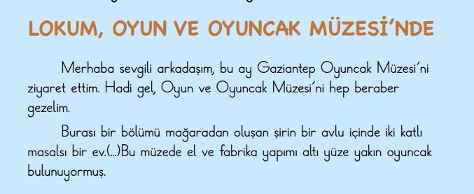 Lokum, Oyun ve Oyuncak Müzesi’nde Metni Cevapları - 2. Sınıf Türkçe 2. Kitap