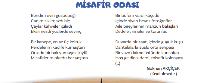 Misafir Odası Metni Cevapları - 5. Sınıf Türkçe 2.Kitap