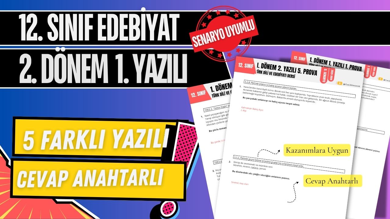 12. Sınıf Edebiyat 2. Dönem 1. Yazılı PDF 2025-2026