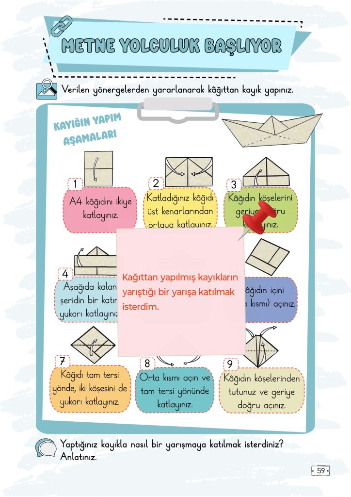 2. Sınıf Türkçe Kitabı 2. Kitap Sayfa 59 Cevapları