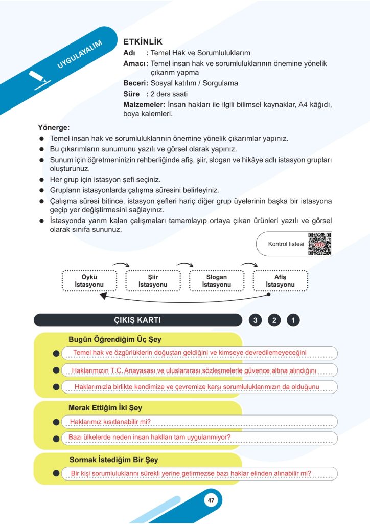 5. Sınıf Sosyal Bilgiler Kitabı 2. Kitap Sayfa 47 Cevapları