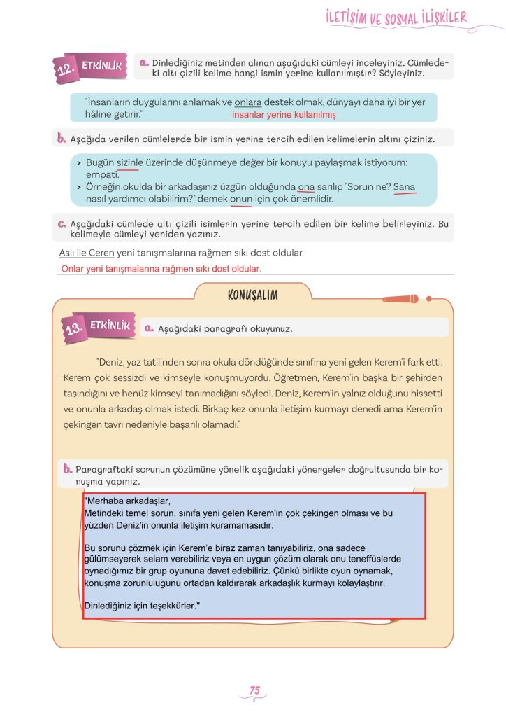 5. Sınıf Türkçe Kitabı 2. Kitap Sayfa 75 Cevapları