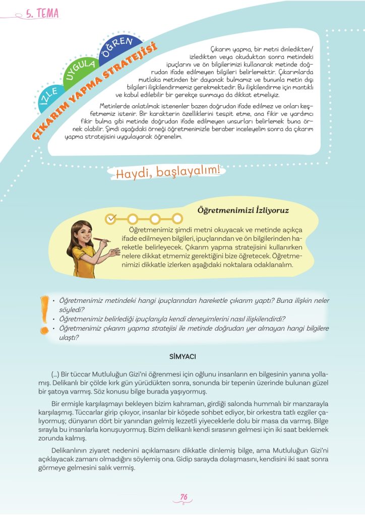 5. Sınıf Türkçe Kitabı 2. Kitap Sayfa 76 Cevapları