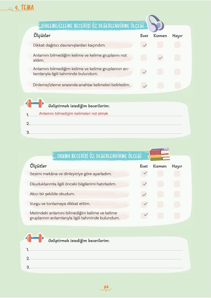 5. Sınıf Türkçe Kitabı 2. Kitap Sayfa 64 Cevapları