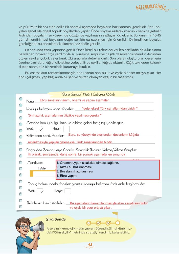 5. Sınıf Türkçe Kitabı 2. Kitap Sayfa 43 Cevapları