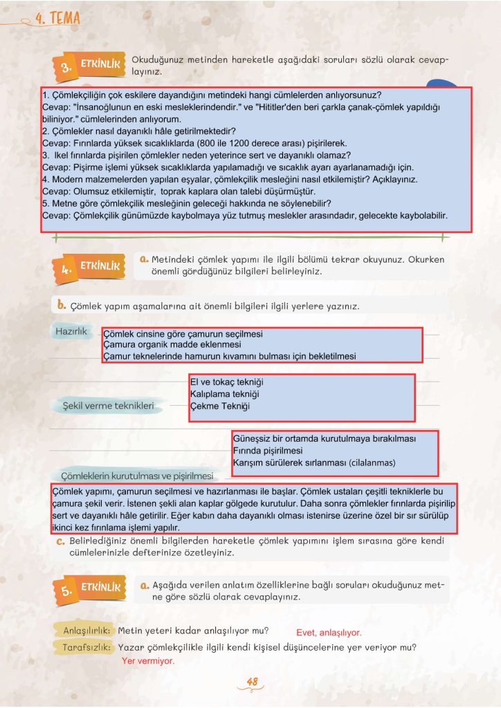 5. Sınıf Türkçe Kitabı 2. Kitap Sayfa 48 Cevapları