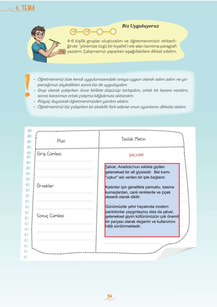 5. Sınıf Türkçe Kitabı 2. Kitap Sayfa 54 Cevapları