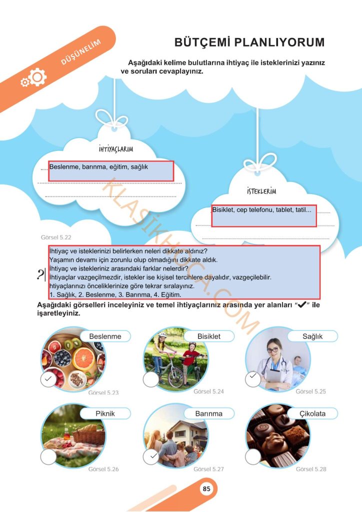 5. Sınıf Sosyal Bilgiler Kitabı 2. Kitap Sayfa 85 Cevapları