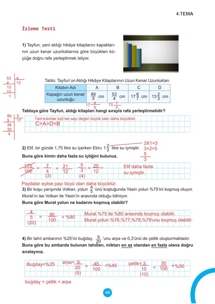 5. Sınıf Matematik Kitabı 2. Kitap Sayfa 49 Cevapları