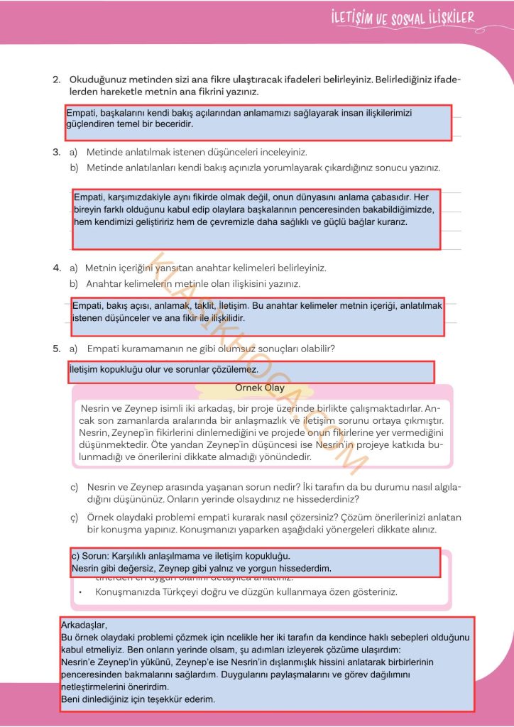 5. Sınıf Türkçe Kitabı 2. Kitap Sayfa 107 Cevapları
