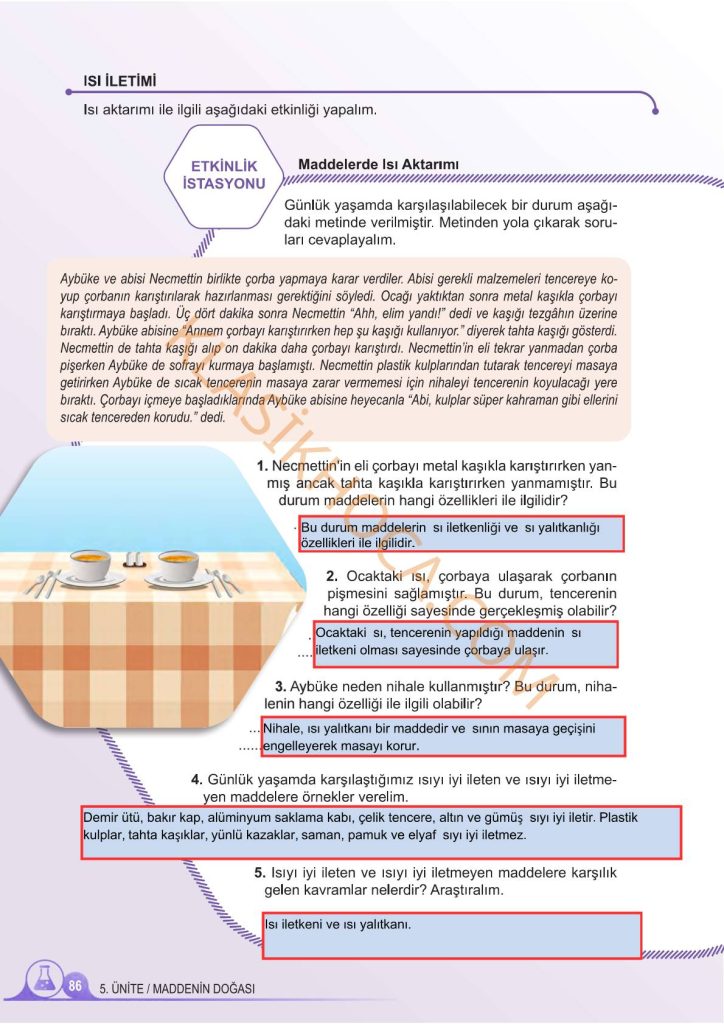 5. Sınıf Fen Bilimleri Kitabı 2. Kitap Sayfa 85-86-87-88-89-90-91-92-93-94-95 Cevapları