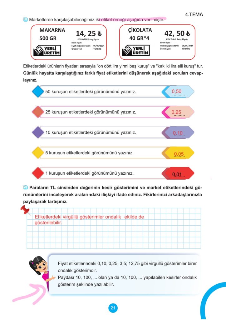 5. Sınıf Matematik Kitabı 2. Kitap Sayfa 21 Cevapları