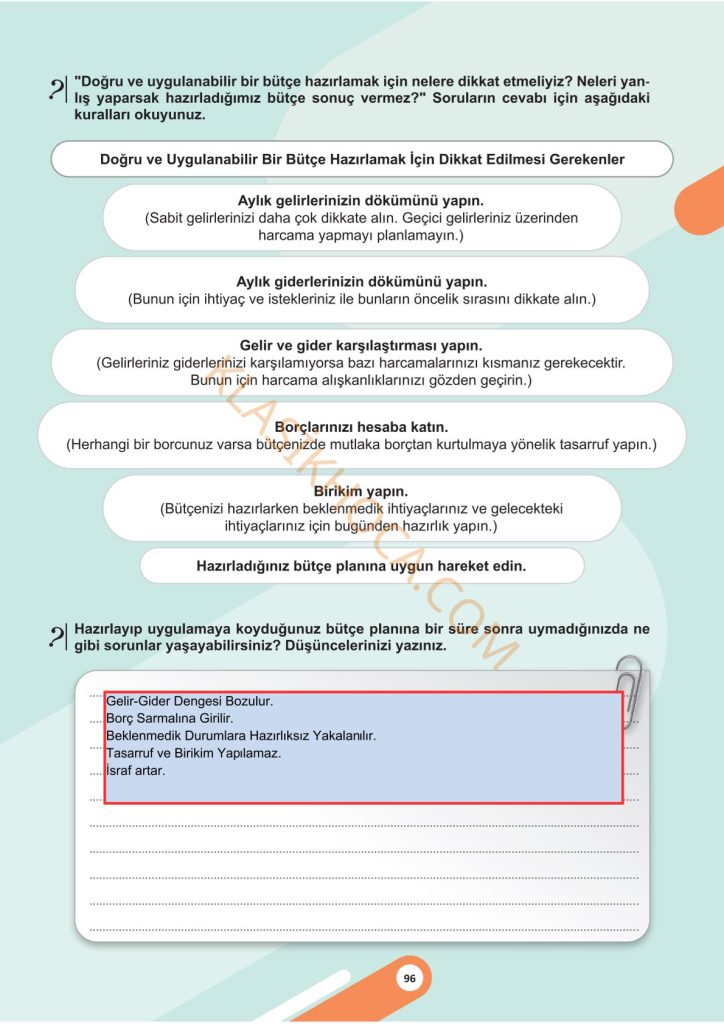 5. Sınıf Sosyal Bilgiler Kitabı 2. Kitap Sayfa 96 Cevapları