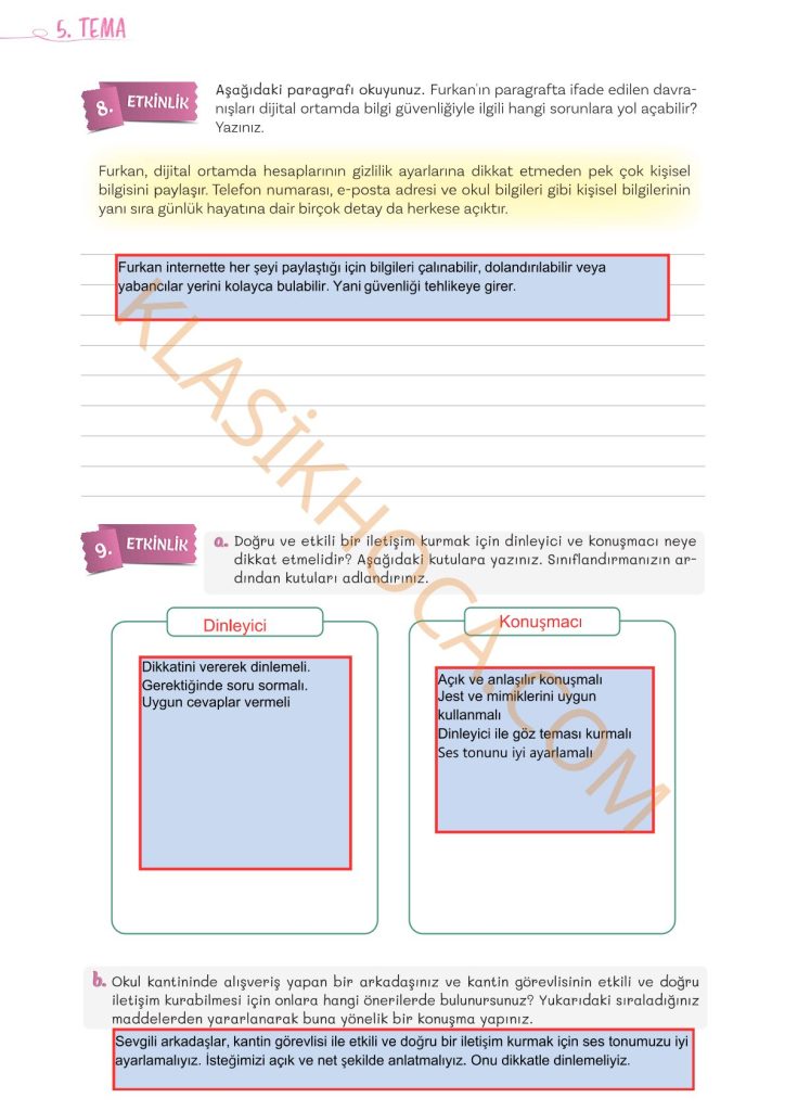 5. Sınıf Türkçe Kitabı 2. Kitap Sayfa 98 Cevapları