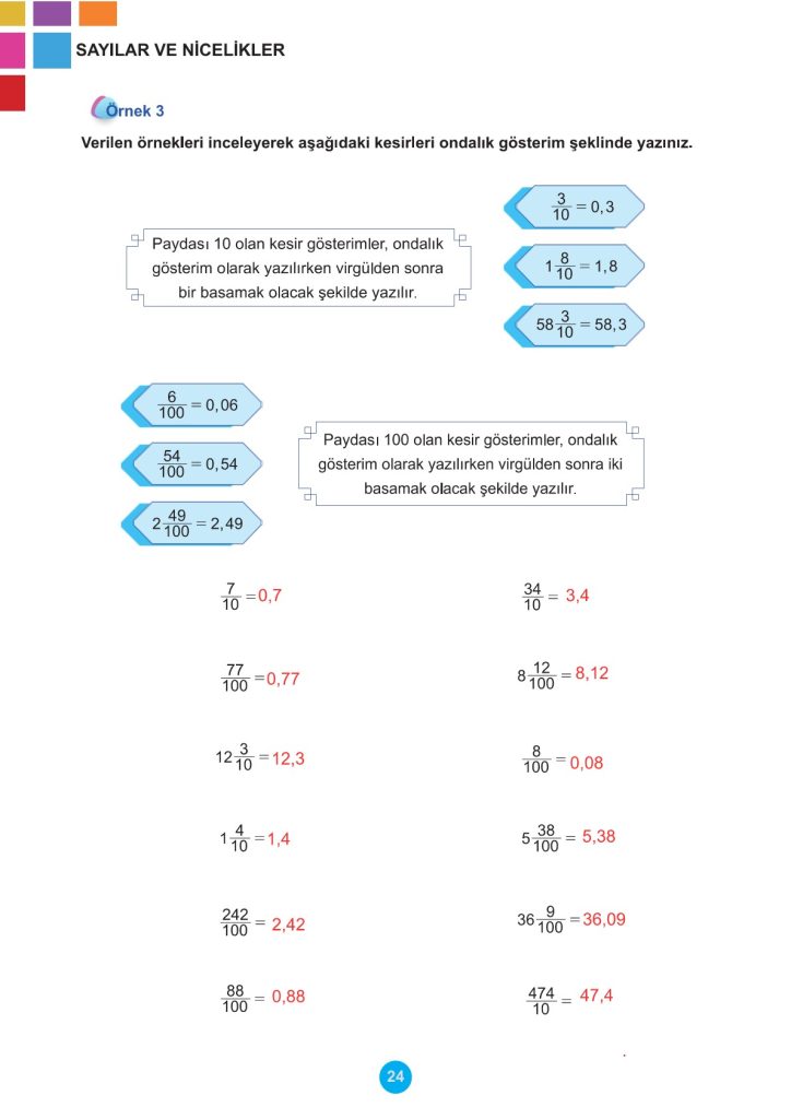 5. Sınıf Matematik Kitabı 2. Kitap Sayfa 24 Cevapları