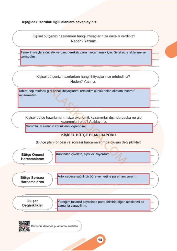 5. Sınıf Sosyal Bilgiler Kitabı 2. Kitap Sayfa 98 Cevapları
