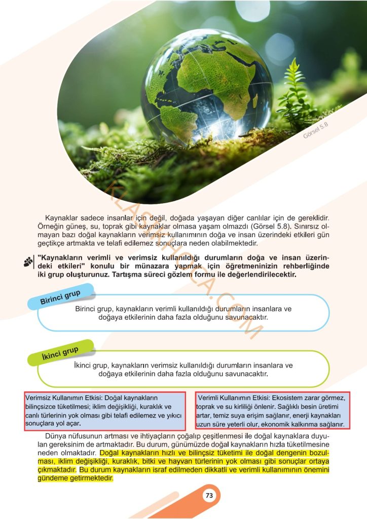 5. Sınıf Sosyal Bilgiler Kitabı 2. Kitap Sayfa 73 Cevapları