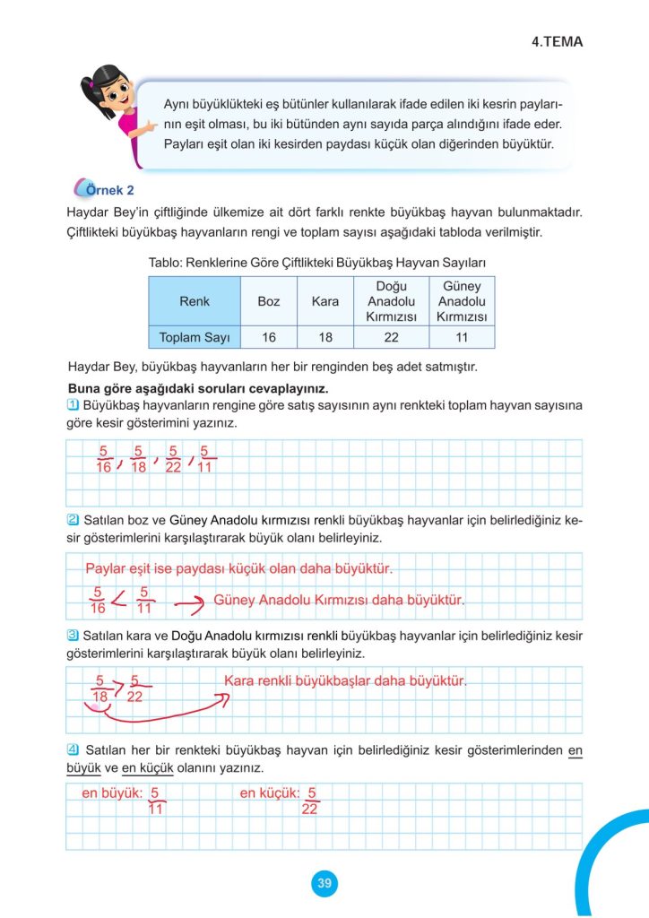 5. Sınıf Matematik Kitabı 2. Kitap Sayfa 39 Cevapları