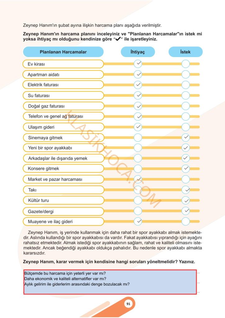 5. Sınıf Sosyal Bilgiler Kitabı 2. Kitap Sayfa 91 Cevapları