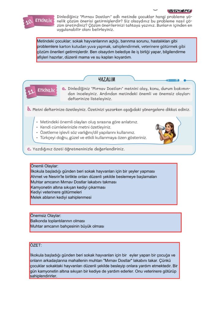 5. Sınıf Türkçe Kitabı 2. Kitap Sayfa 85 Cevapları