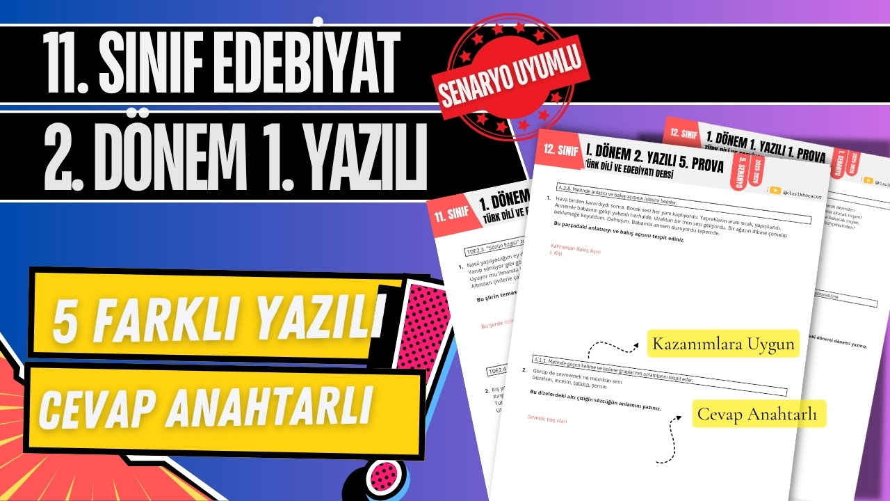 11. Sınıf Edebiyat 2. Dönem 1. Yazılı PDF 2025-2026