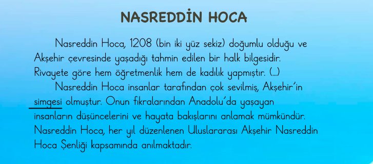 Nasreddin Hoca Metni Cevapları - 2. Sınıf Türkçe 2. Kitap