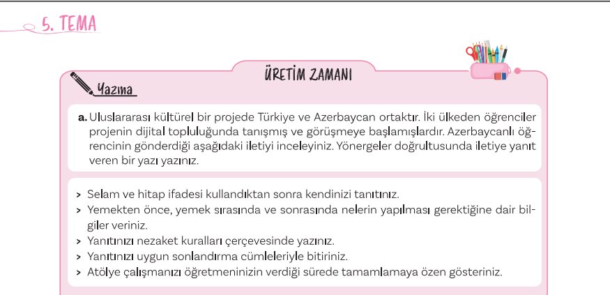 5. Tema Üretim Zamanı Cevapları - 5. Sınıf Türkçe