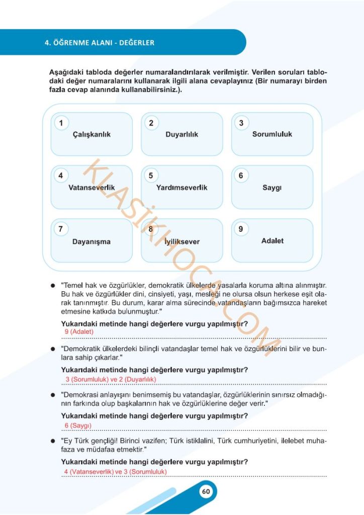 5. Sınıf Sosyal Bilgiler Kitabı 2. Kitap Sayfa 60 Cevapları