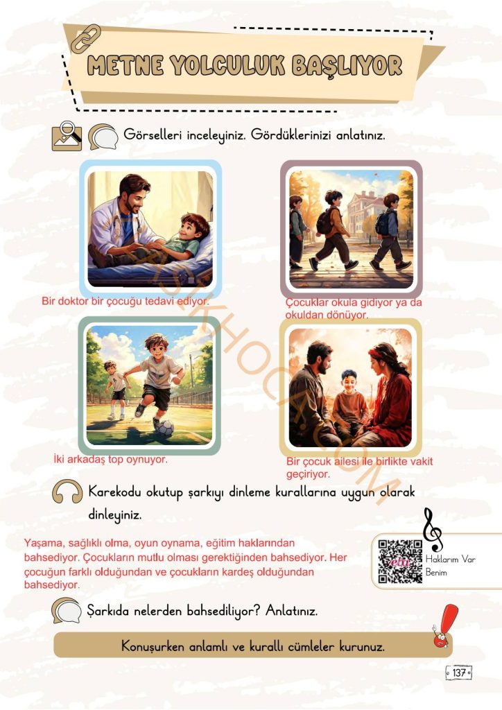 Çocuklar Haklarıyla Var Metni Cevapları - 2. Sınıf Türkçe 2. Kitap Sayfa 137