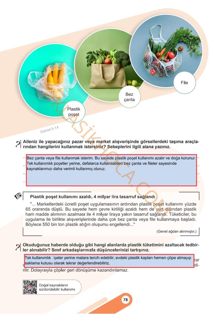 5. Sınıf Sosyal Bilgiler Kitabı 2. Kitap Sayfa 78 Cevapları