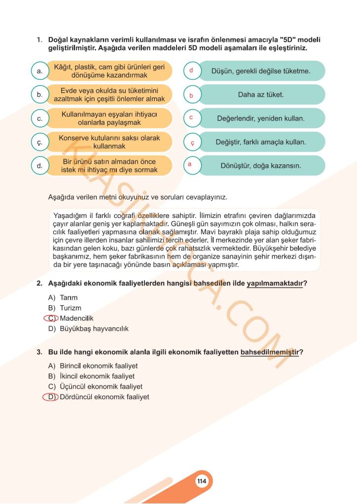 5. Sınıf Sosyal Bilgiler Kitabı 2. Kitap Sayfa 114 Cevapları