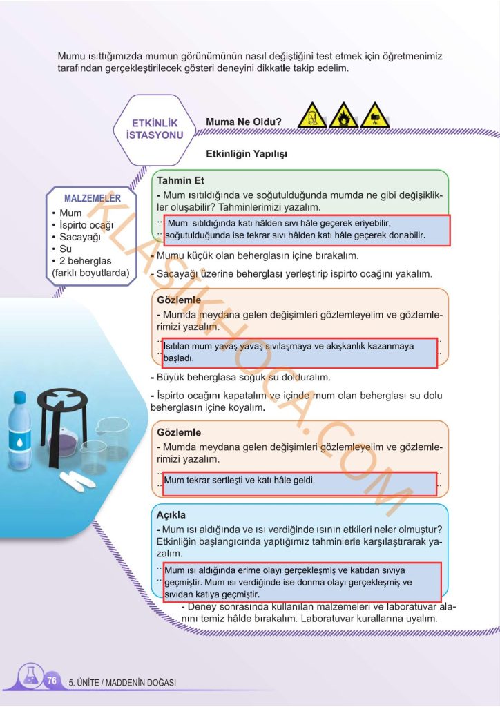 5. Sınıf Fen Bilimleri Kitabı 2. Kitap Sayfa 76 Cevapları