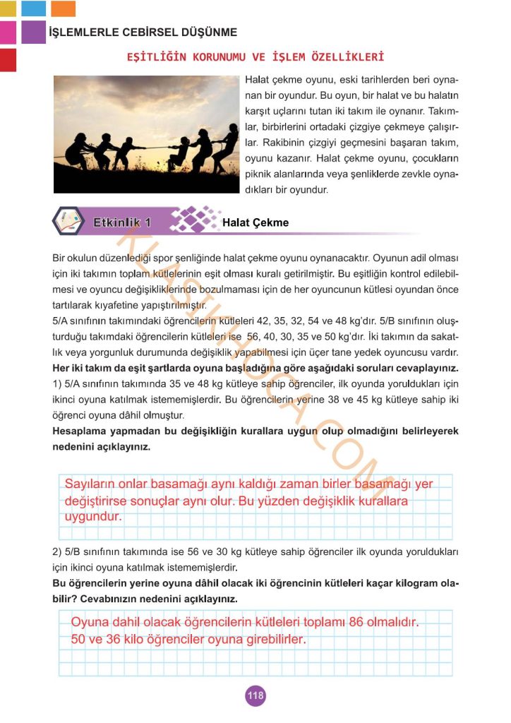 5. Sınıf Matematik Kitabı 2. Kitap Sayfa 118 Cevapları