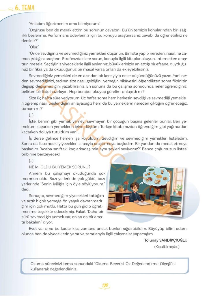 Ne Olacak Bu Yemek Sorunu Metni Cevapları 5. Sınıf Türkçe yazısında 5. Sınıf Türkçe Ders Kitabı 2. Kitap Sayfa 128-129-130-131-132-133-134-135'te yer alan tüm etkinliklerin cevapları bulunmaktadır.
