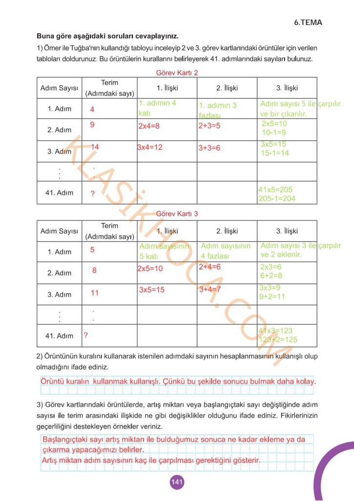 5. Sınıf Matematik Kitabı 2. Kitap Sayfa 141 Cevapları