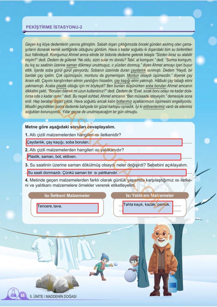 5. Sınıf Fen Bilimleri Kitabı 2. Kitap Sayfa 88 Cevapları