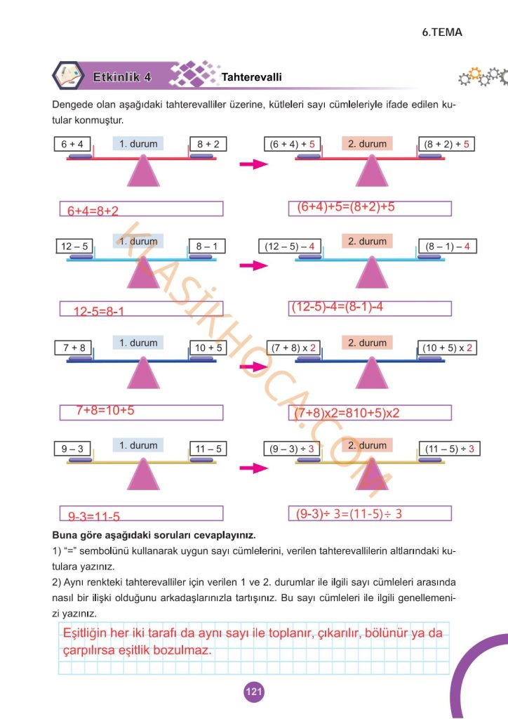 5. Sınıf Matematik Kitabı 2. Kitap Sayfa 121 Cevapları
