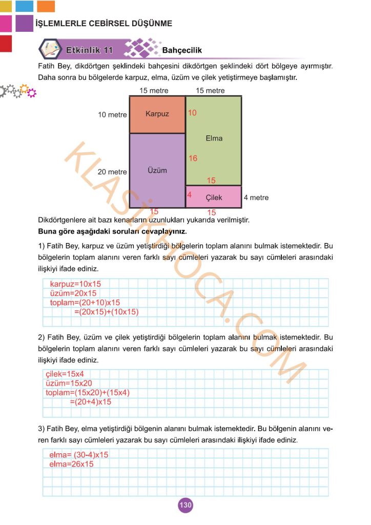 5. Sınıf Matematik Kitabı 2. Kitap Sayfa 130 Cevapları