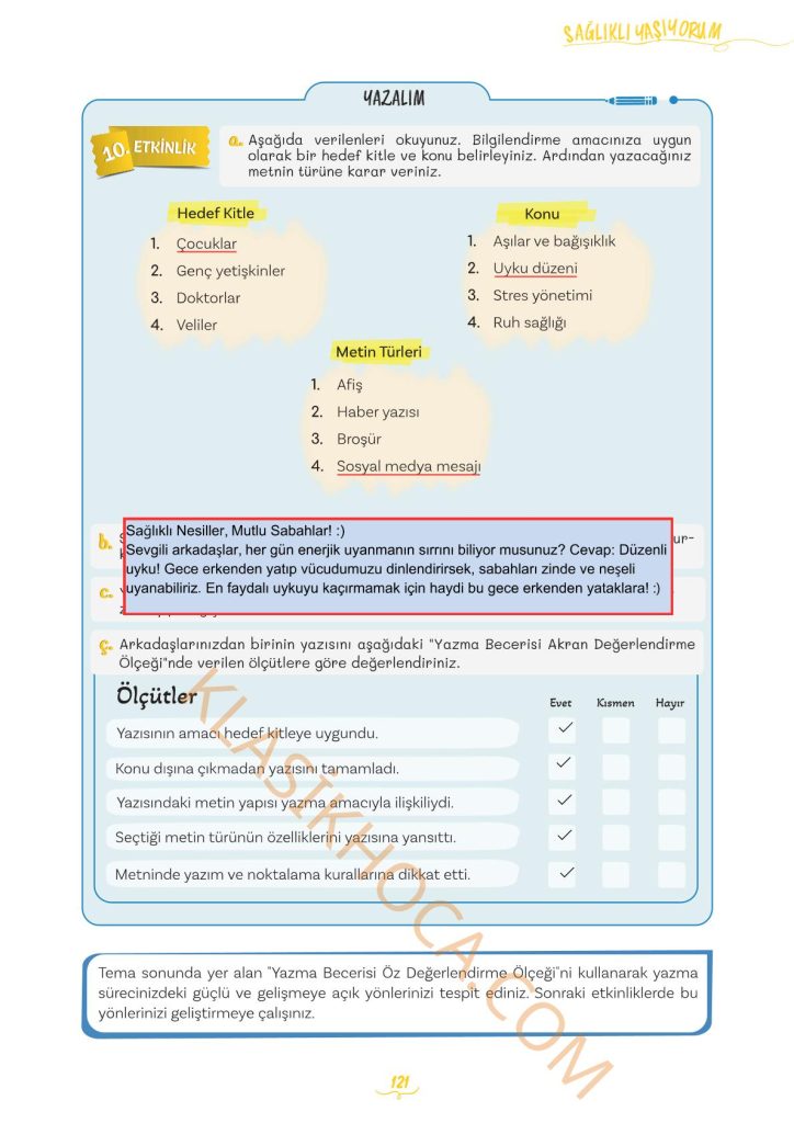 5. Sınıf Türkçe Kitabı 2. Kitap Sayfa 121 Cevapları