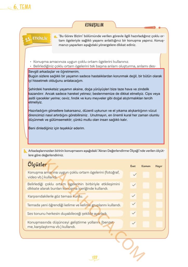 5. Sınıf Türkçe Kitabı 2. Kitap Sayfa 122 Cevapları