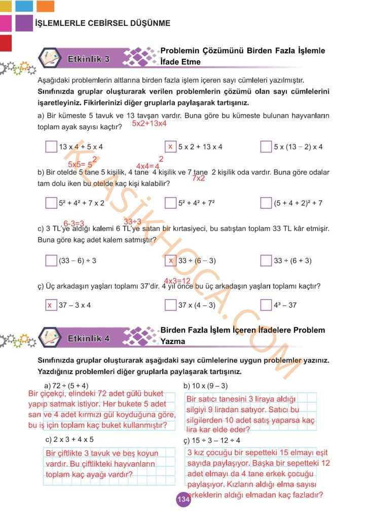 5. Sınıf Matematik Kitabı 2. Kitap Sayfa 134 Cevapları