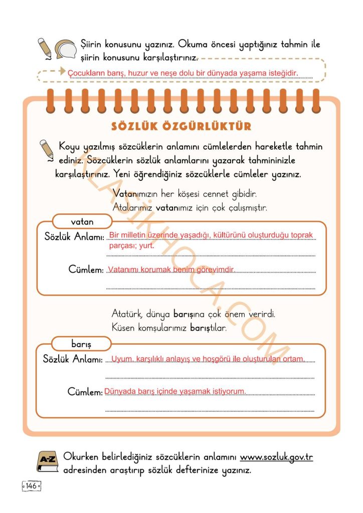 Bir Dünya Bırakın Metni Cevapları - 2. Sınıf Türkçe 2. Kitap