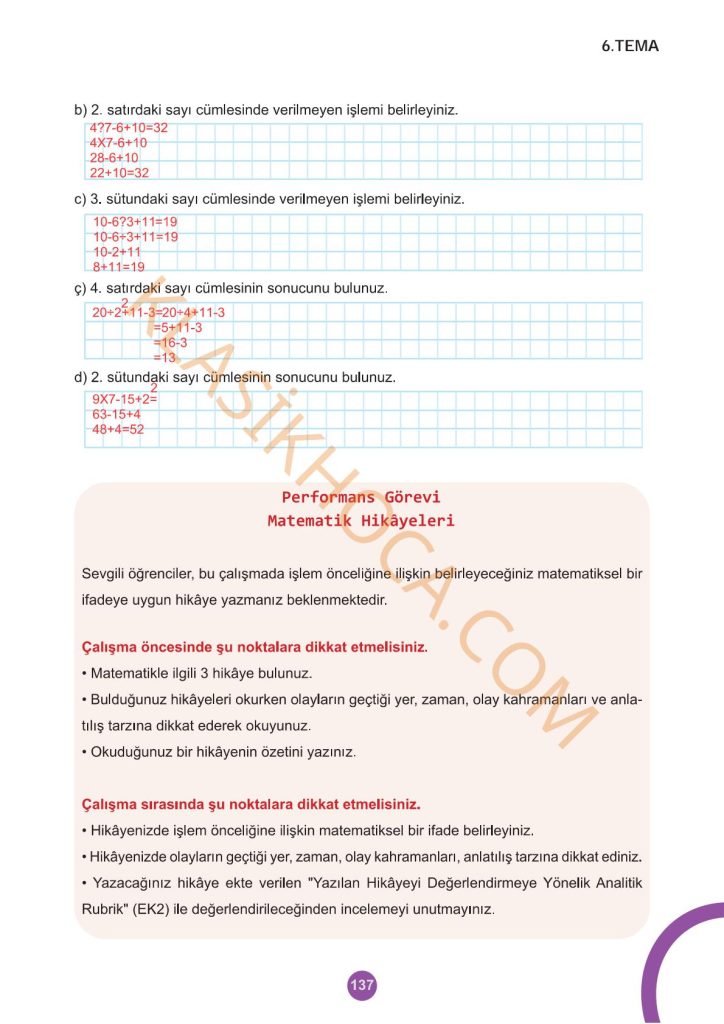 5. Sınıf Matematik Kitabı 2. Kitap Sayfa 137 Cevapları