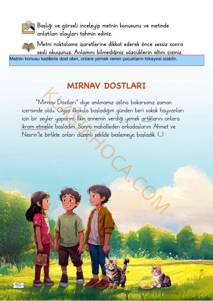Mırnav Dostları Metni Cevapları - 2. Sınıf Türkçe 2. Kitap