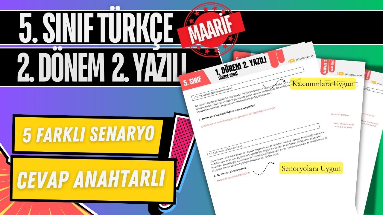 5. Sınıf Türkçe 2. Dönem 2. Yazılı PDF 2025-2026