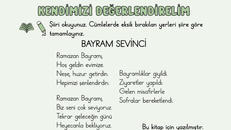 7. Tema Kendimizi Değerlendirelim Cevapları - 2. Sınıf Türkçe 2. Kitap