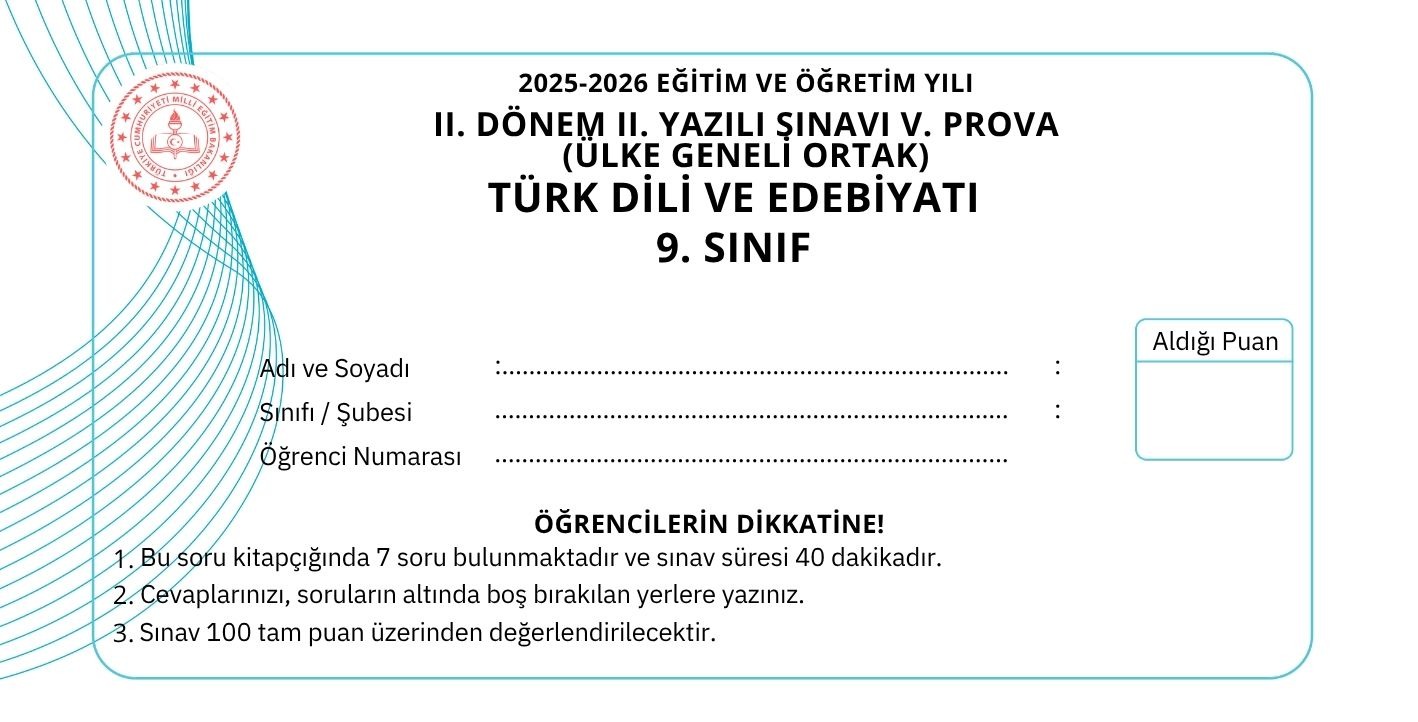 9. Sınıf Edebiyat 2. Dönem 2. Yazılı Ortak Yazılı Örnekleri
