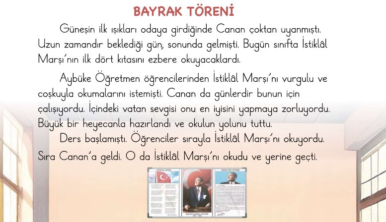 Bayrak Töreni Metni Cevapları - 2. Sınıf Türkçe 2. Kitap